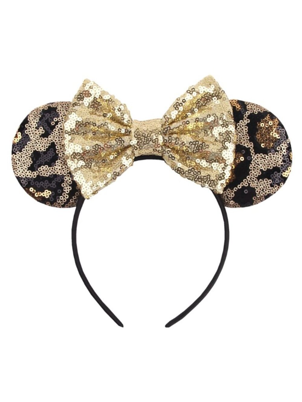 Women Leopard/Gold Shiny Bow Mickey Mouse Hair Headband For Cosplay